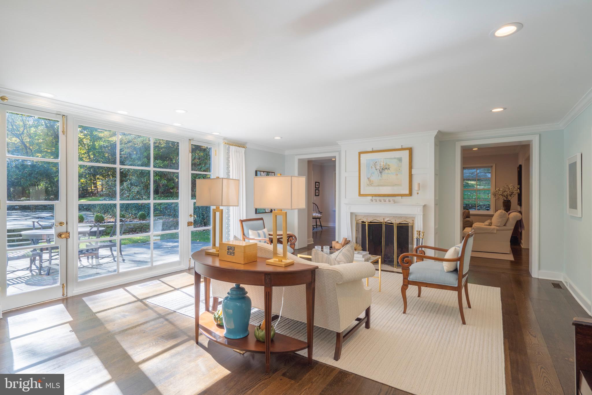 445 Caversham Road Bryn Mawr, PA 19010 - Photo 20 of 39 Living room with magical pool and yard views.