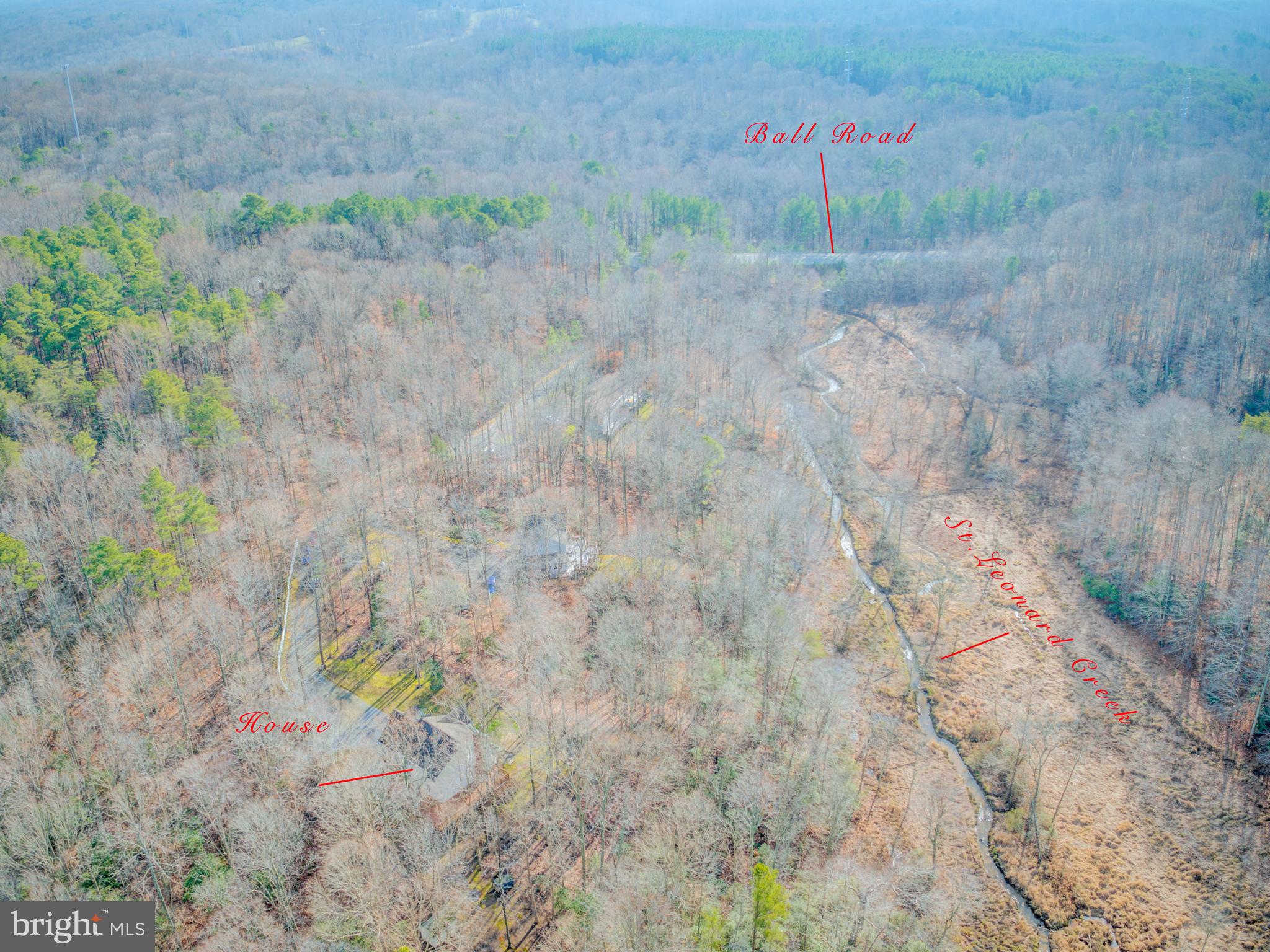 385 Ball Road St. Leonard, MD 20685 - Photo 46 of 52 Aerial view-Close to St. Leonard Creek-Ball Road