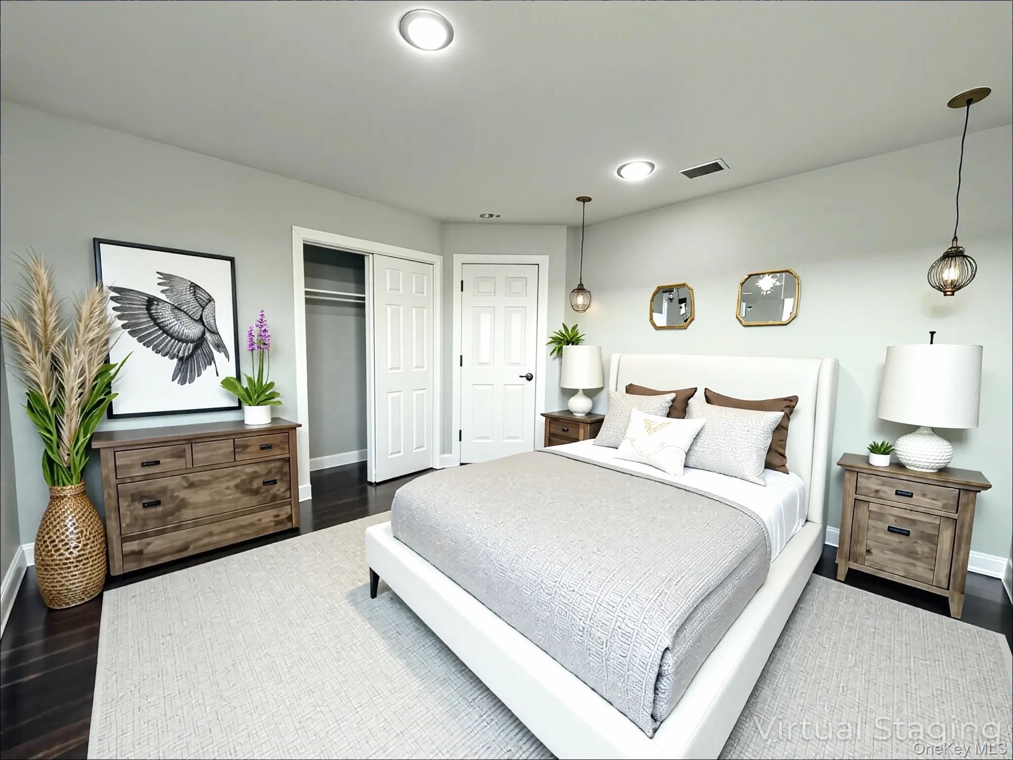 248 East Shore Road Lindenhurst, NY 11757 - Photo 13 of 46 Bedroom with dark wood-type flooring, a closet, and recessed lighting