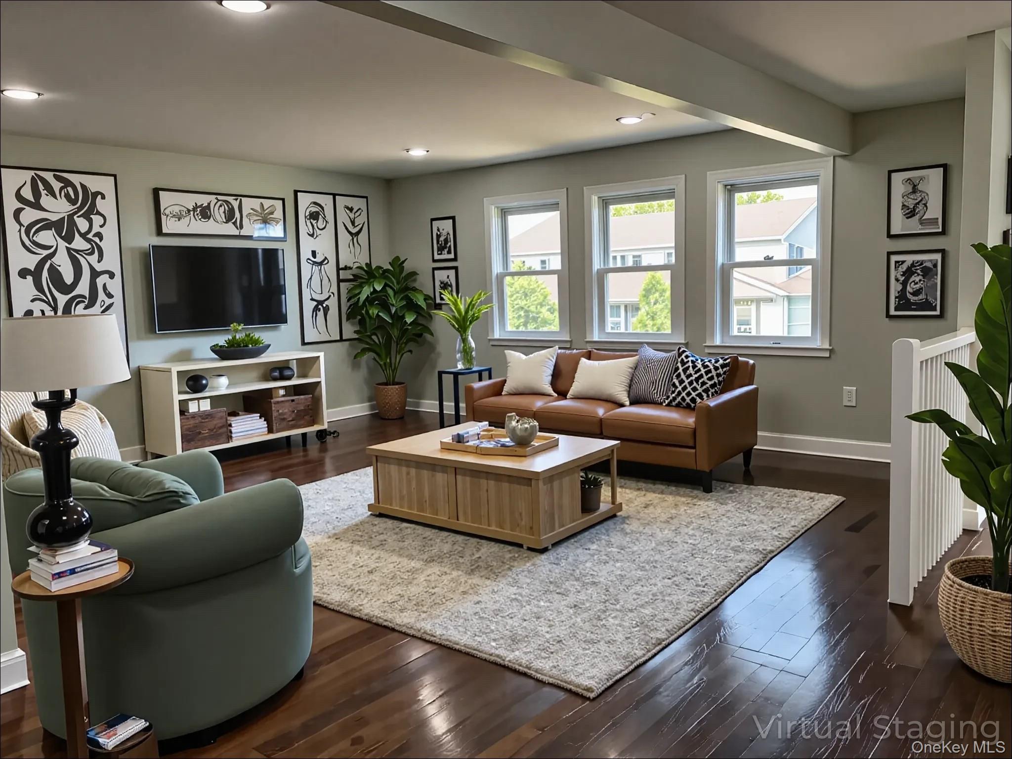 248 East Shore Road Lindenhurst, NY 11757 - Photo 7 of 46 Living area with dark wood-type flooring and recessed lighting