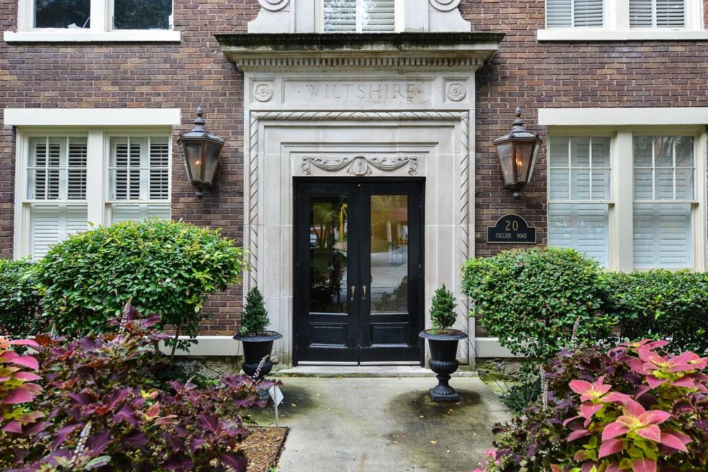 20 Collier Road Northwest, Unit 19 Atlanta, GA 30309 - Photo 1 of 1 MAIN ENTRY FOR WILTSHIRE. THERE IS A SMALL LOBBY INSIDE WITH A SECURE DOOR.