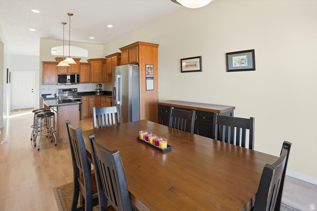 14820 175 East Draper, UT 84020 - Photo 9 of 39 Dining space with light wood-style floors and recessed lighting