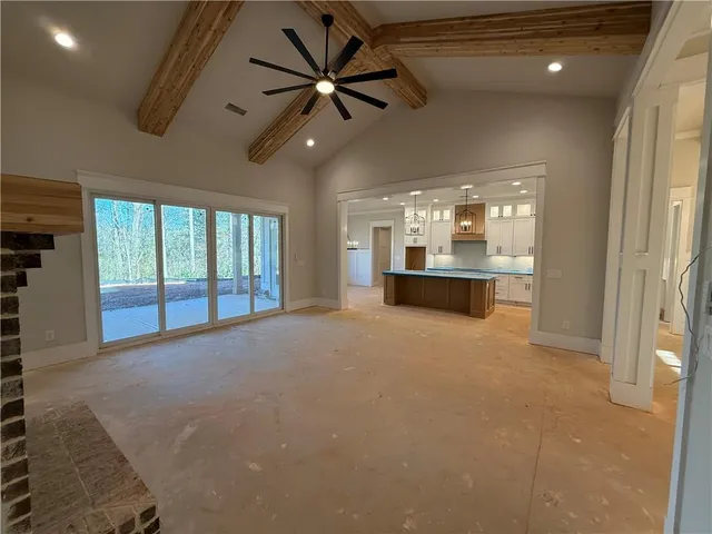 a view of kitchen and windows