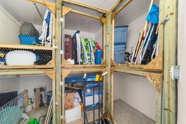 a view of a lake with a garden