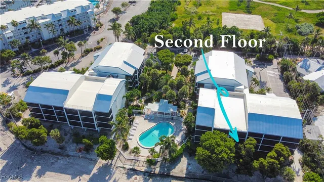 an aerial view of a house