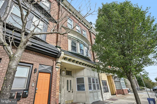 a front view of a multi story building