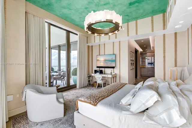 a bathroom with a shower and a mirror