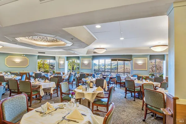 a view of a dining room and livingroom view
