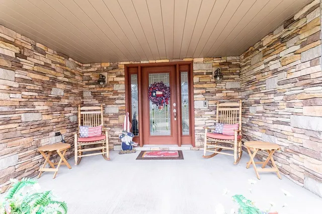 an outdoor space with balcony