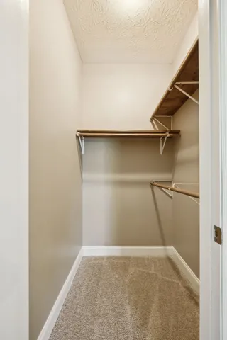 a view of a chandelier in a room