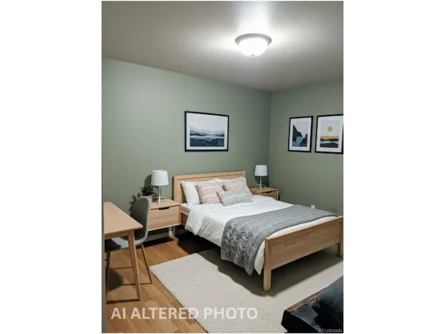a bedroom with furniture and a flat screen tv