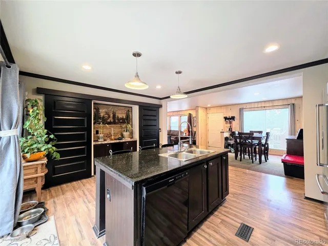 a kitchen with lots of counter top space