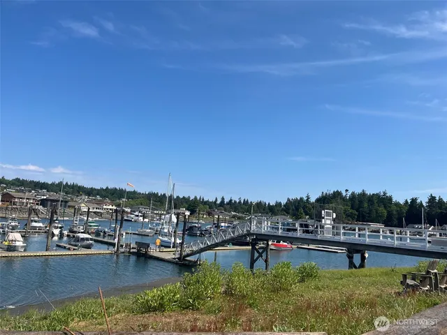 a view of a lake with houses