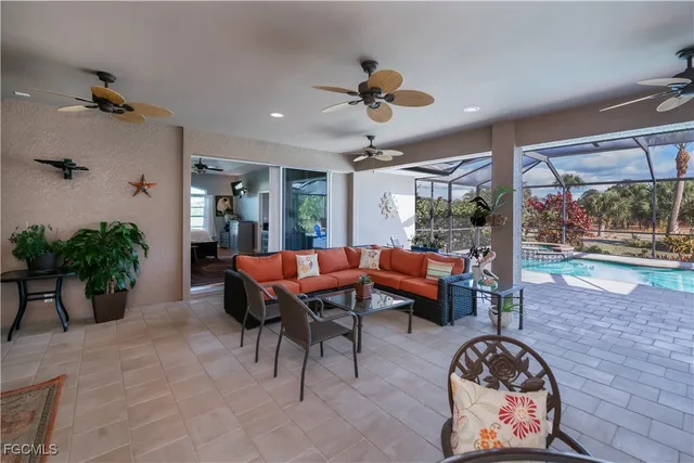 a outdoor space with lots of tables and chairs