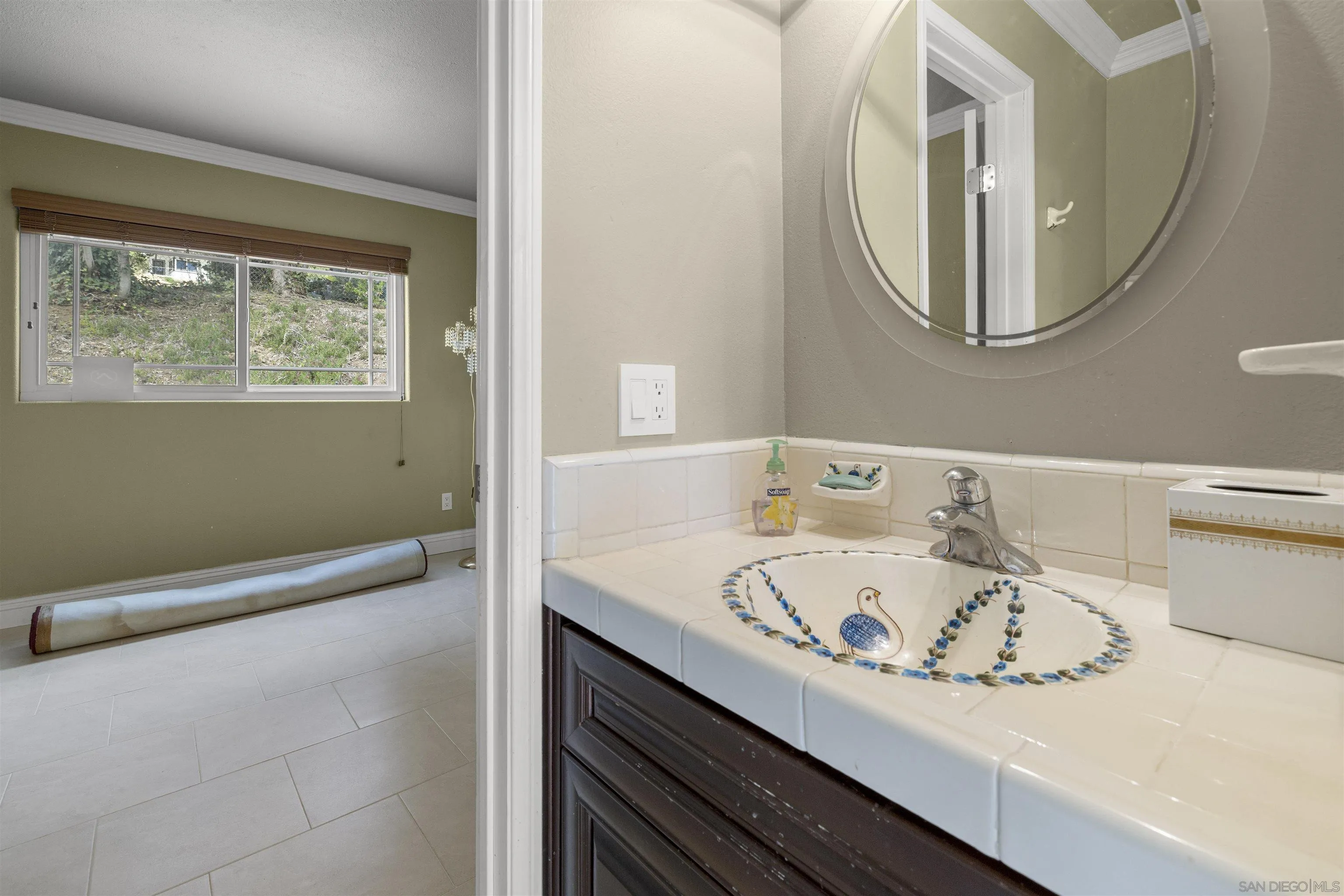 1315 Macadamia Drive Fallbrook, CA 92028 - Photo 42 of 59 a bathroom with a sink and a mirror