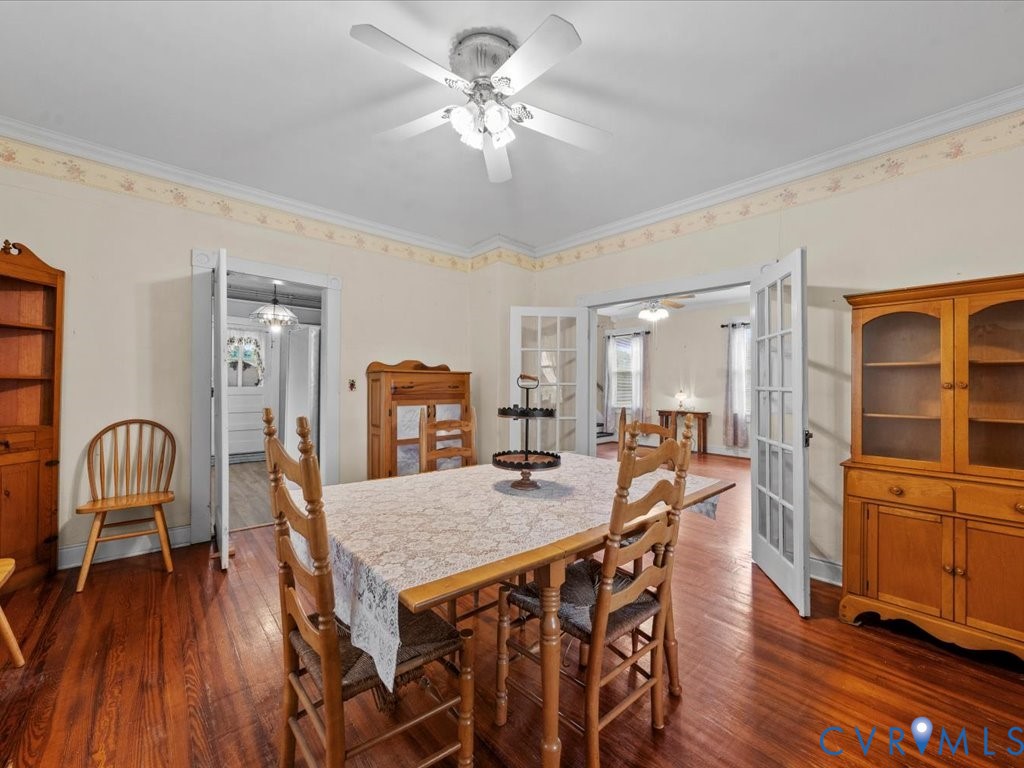 13330 Lodore Road Amelia Court House, VA 23002 - Photo 13 of 33 Dining room with french doors, dark wood-style flo
