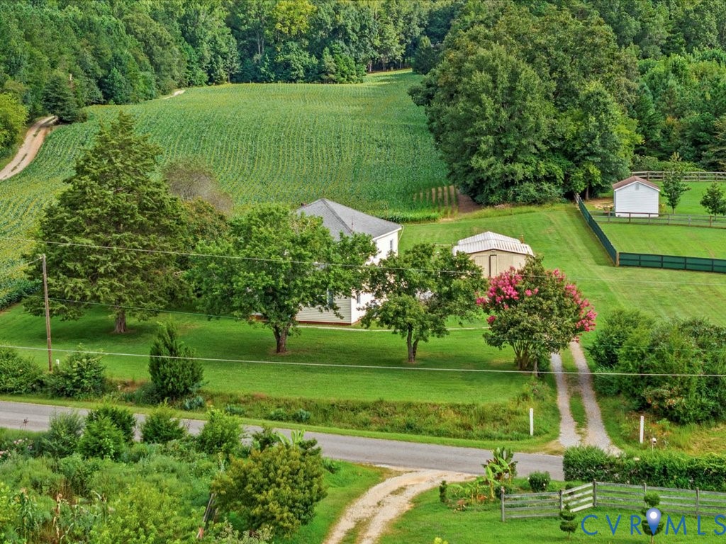 Aerial view of sparsely populated area featuring r