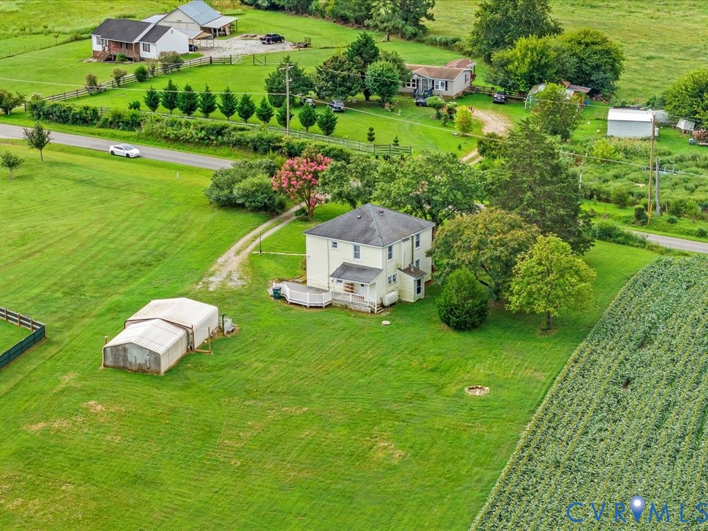 Overview of rural landscape featuring agricultural