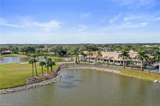 a view of a lake with a city
