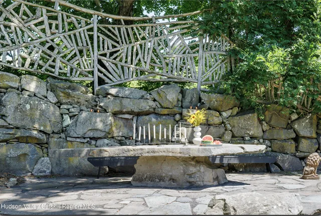 a view of fountain along with trees