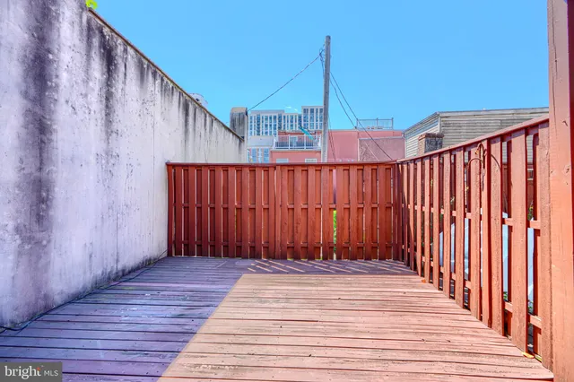 a view of wooden balcony