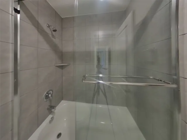 a bathroom with a bathtub