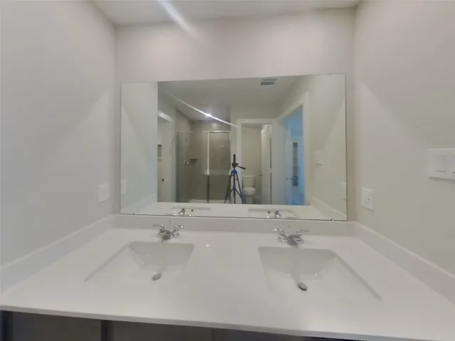 a bathroom with a bathtub