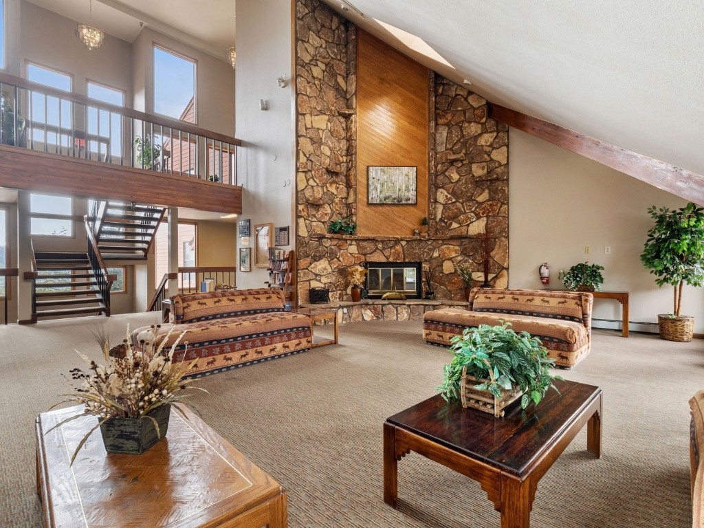9825 Ryan Gulch Road, Unit B108 Silverthorne, CO 80498 - Photo 19 of 26 a living room with furniture and a potted plant