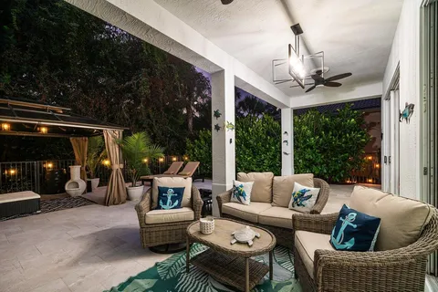a outdoor living space with furniture and a couch