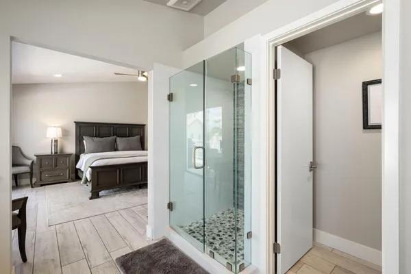 a view of a room with rack on the wall