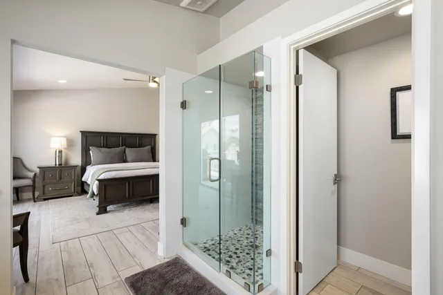 a view of a room with rack on the wall