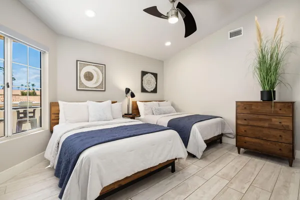 a backyard of a house with seating space