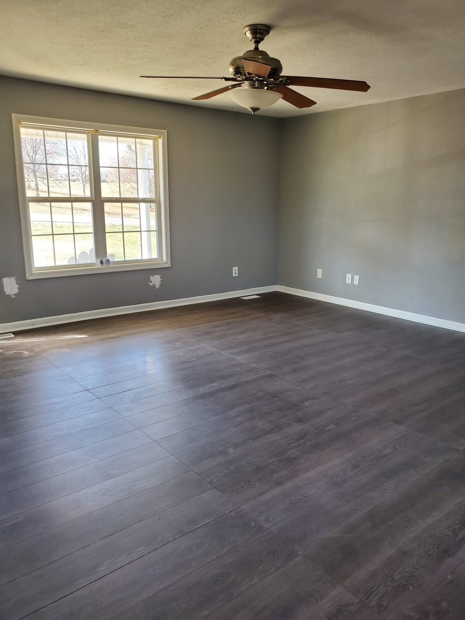 573 Womack Road Bethpage, TN 37022 - Photo 4 of 21 an empty room with wooden floor fan and windows