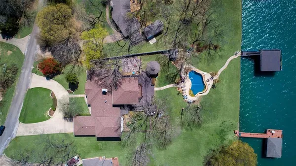 an aerial view of a house