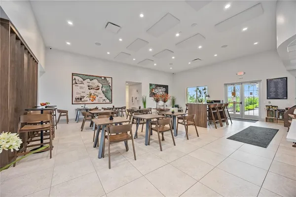 a view of a dining area with furniture