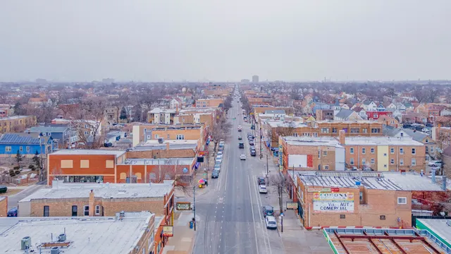 an aerial view of a city
