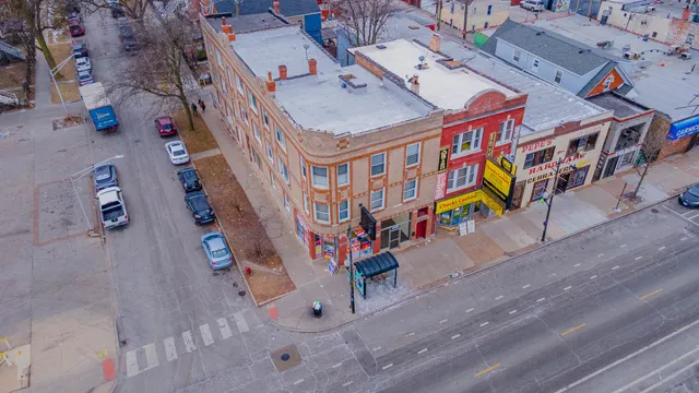 an aerial view of a city