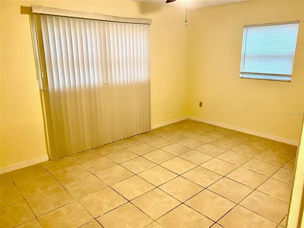 a view of a room with a window