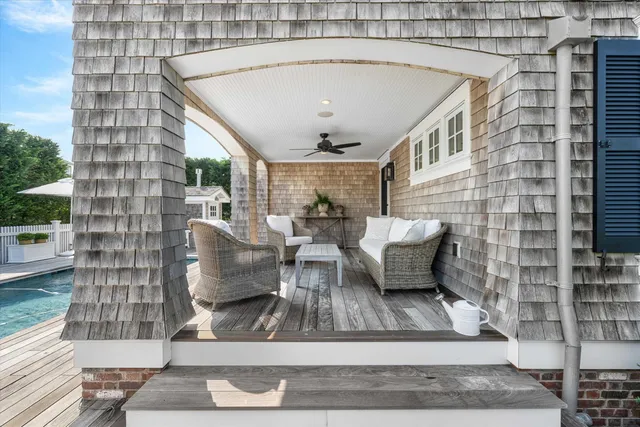 a view of outdoor space with seating area