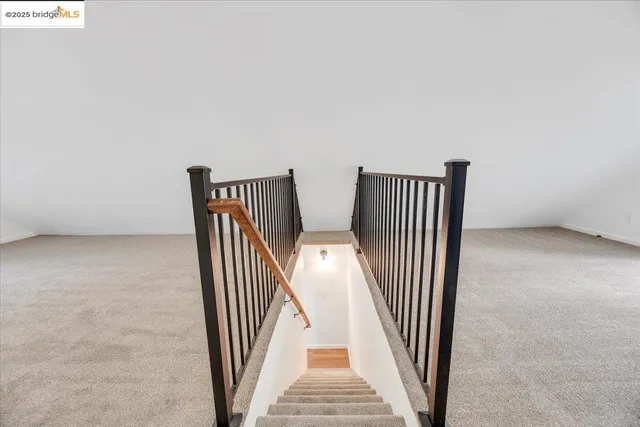 a view of a room with windows