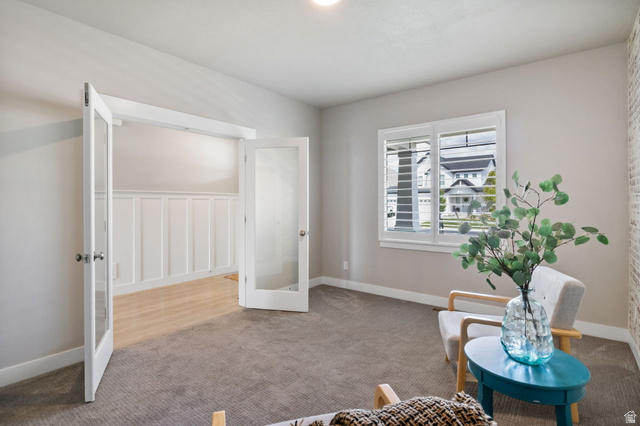 572 South Chamberlain Street Mapleton, UT 84664 - Photo 34 of 56 Sitting room with carpet flooring and french doors