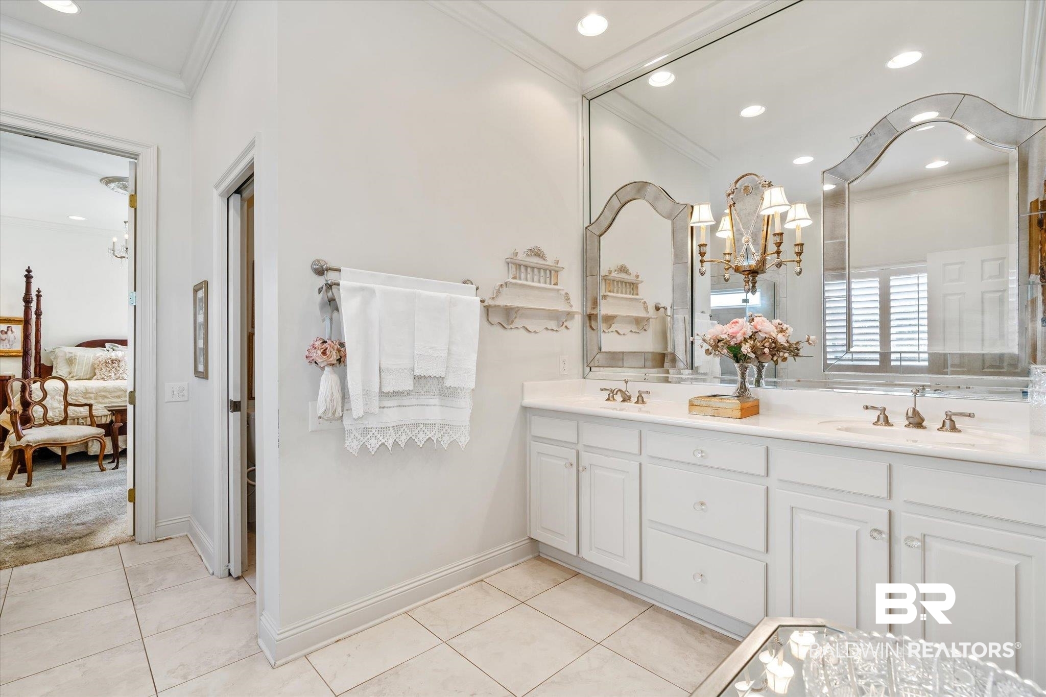 3963 Wimbledon Park Mobile, AL 36608 - Photo 25 of 51 Bathroom with tile patterned floors, vanity, and ornamental molding