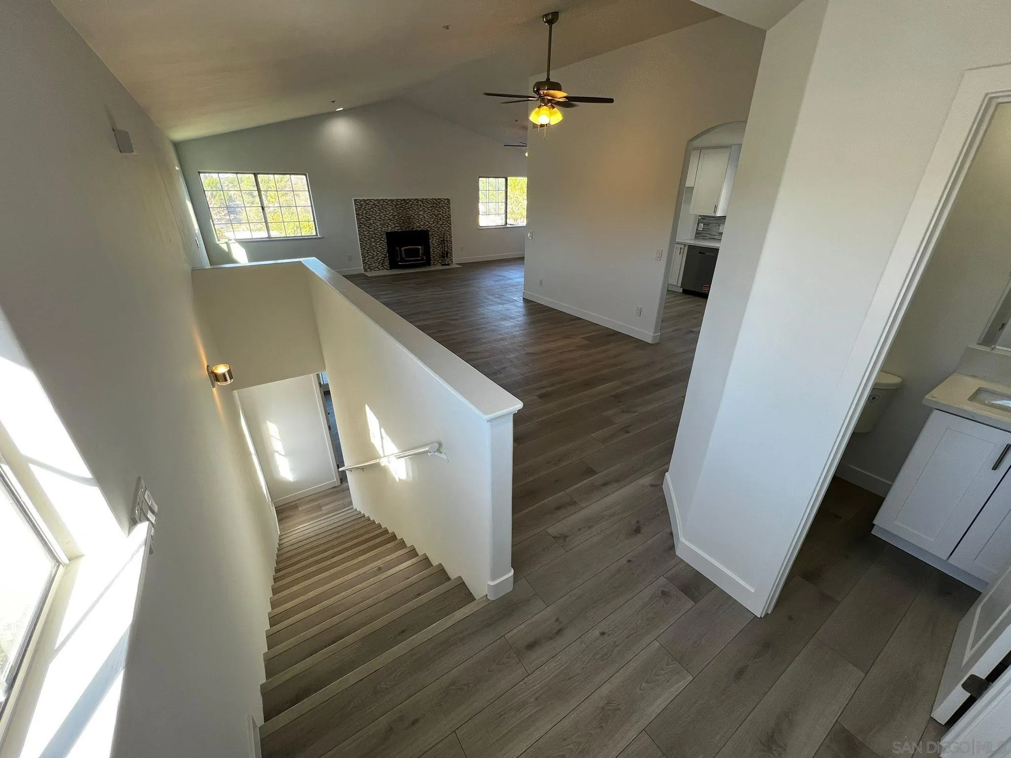 29938 Canadian Honker Road Campo, CA 91906 - Photo 6 of 20 a view of a hallway with wooden floor and staircase