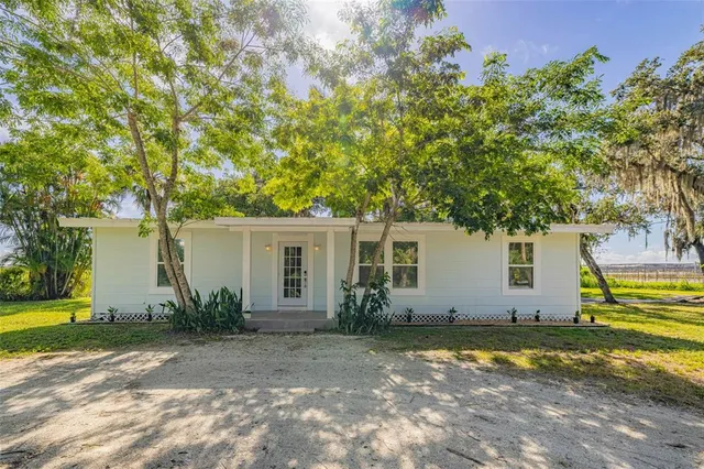 a view of a lake with a big yard