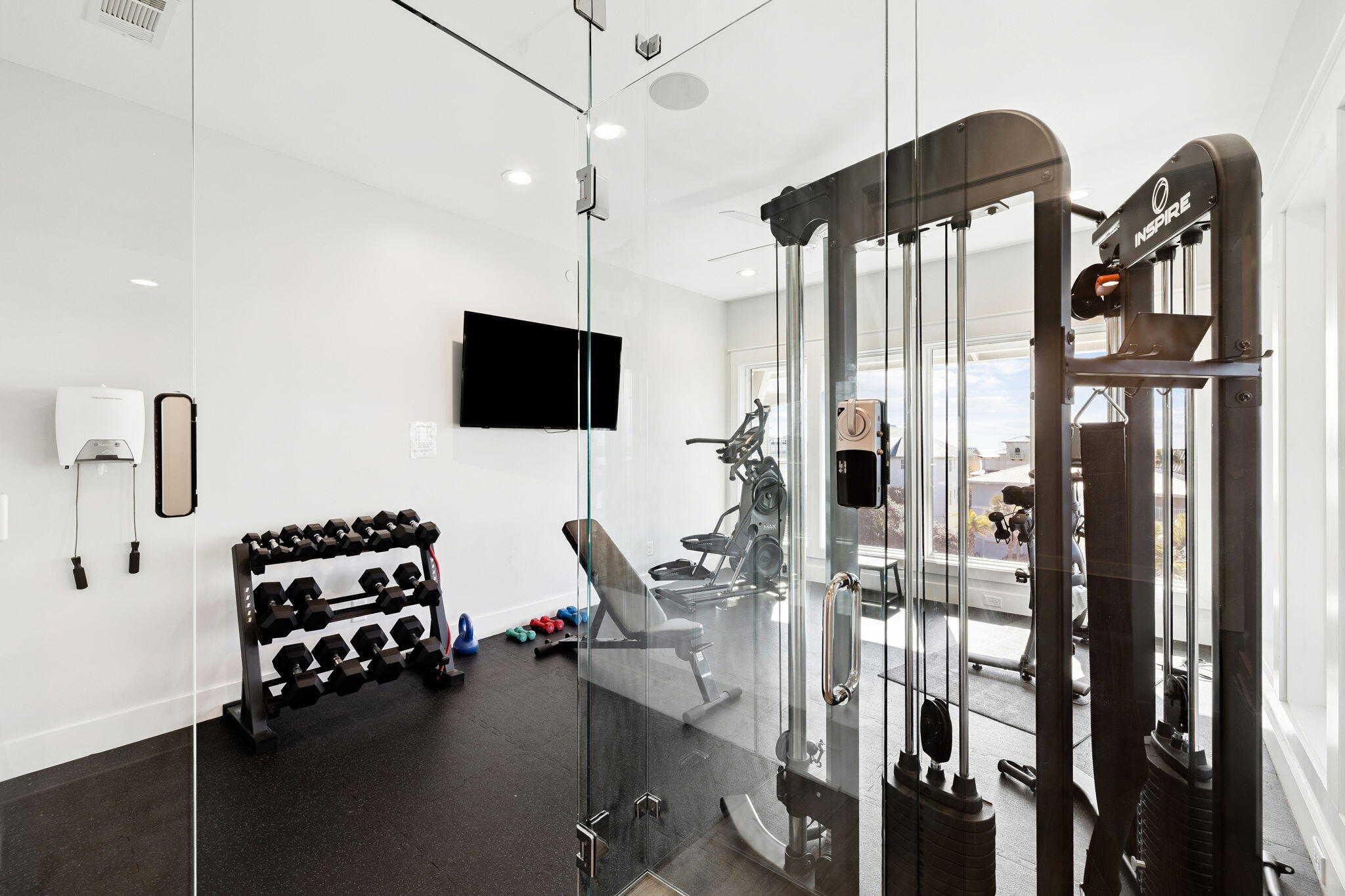 230 Blue Lake Road Santa Rosa Beach, FL 32459 - Photo 73 of 110 a bedroom with furniture and a flat screen tv