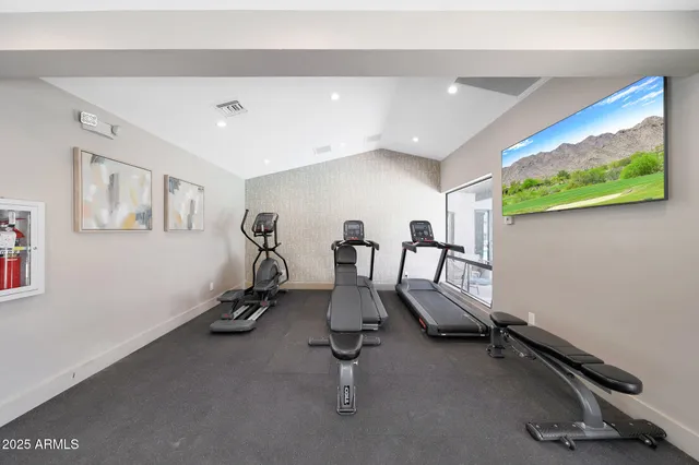 a room with gym equipment