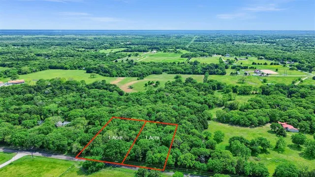 a view of a green field with lots of bushes
