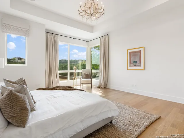 a view of swimming pool from a window