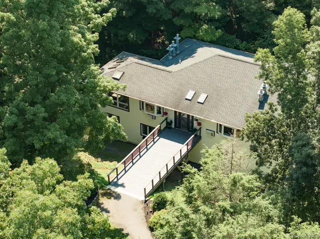 an aerial view of a house