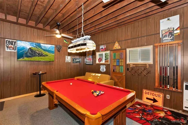 a room with pool table